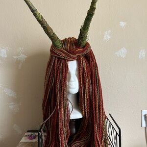Renaissance Faire Handmade Multi-Tone Yarn Dreadlock Wig in Rust and Olive